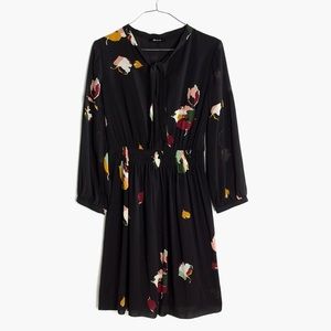 Madewell Painted Floral Tie Neck Dress